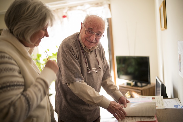 Older adult with companion services volunteer