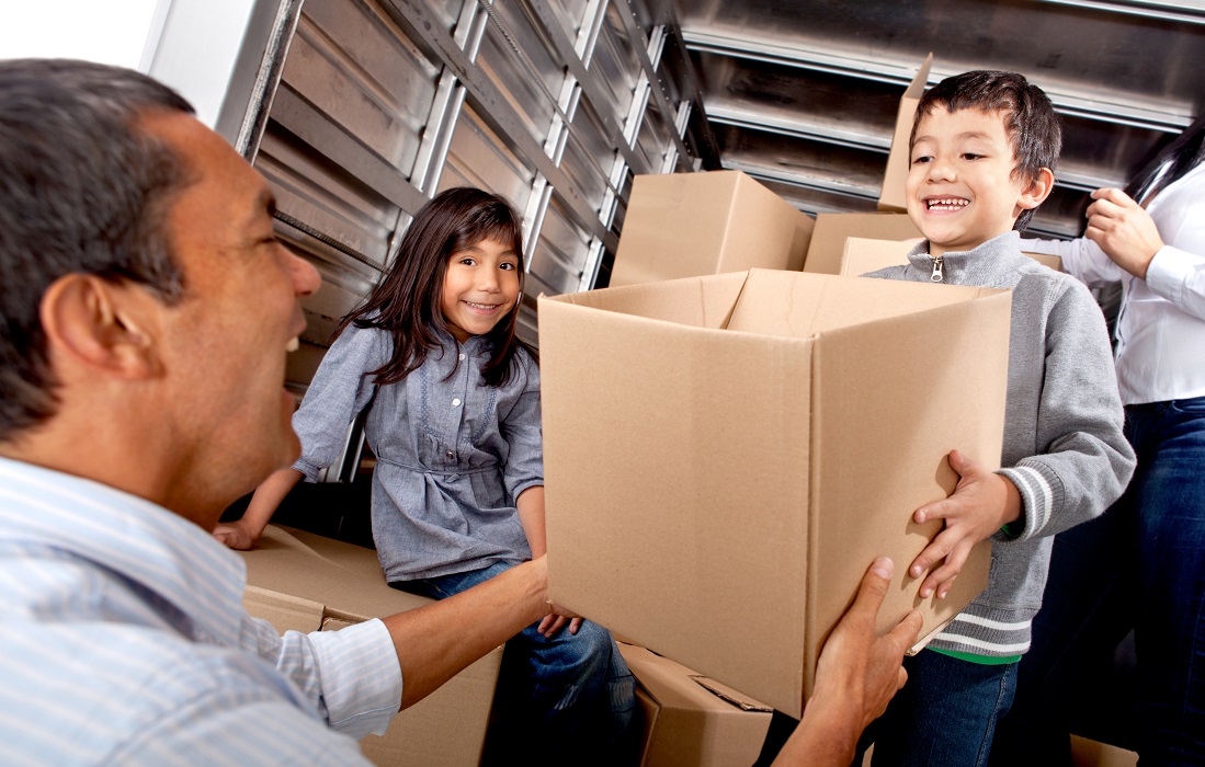 Family moving boxes