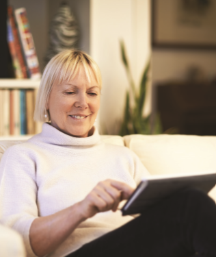 woman on tablet