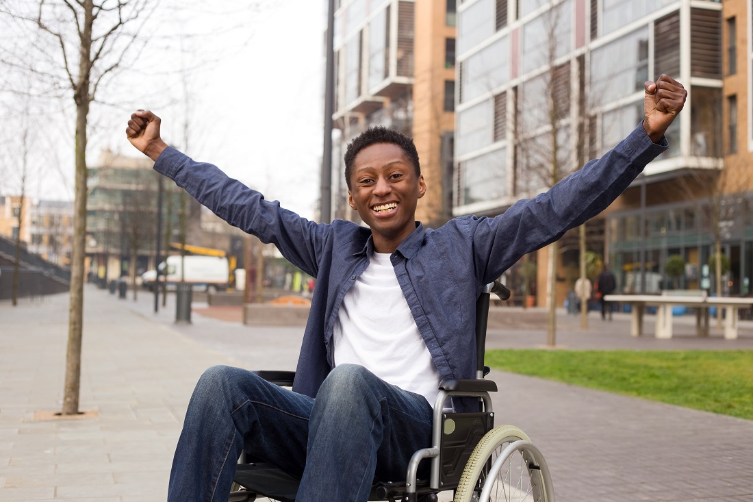 Teen in wheelchair