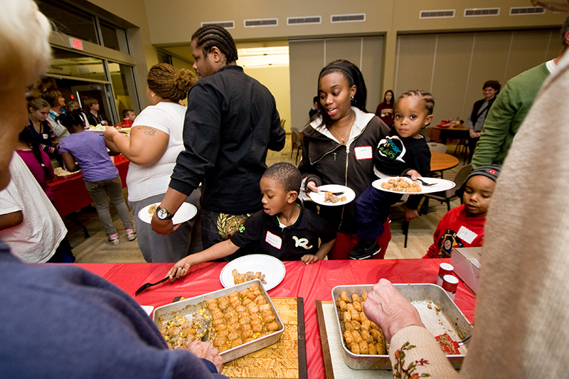 Serving food at church