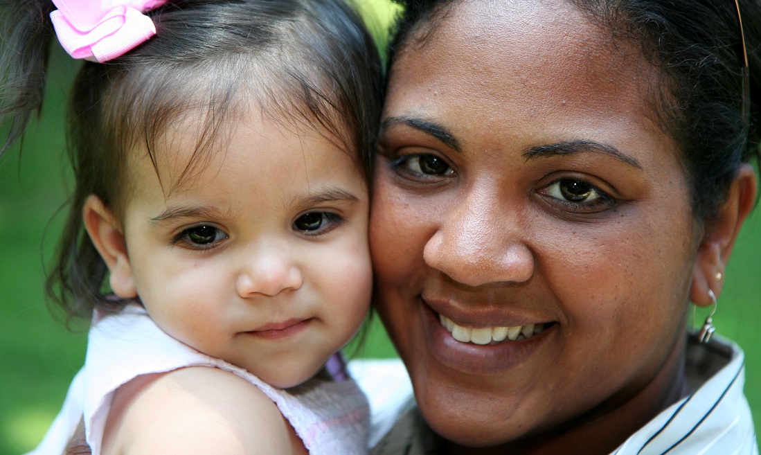 woman holding child