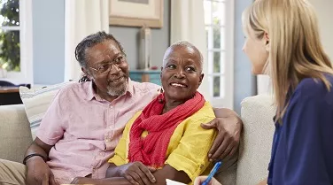 Couple being helped by nurse