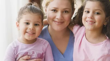 woman with two kids