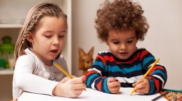 Kids playing together.