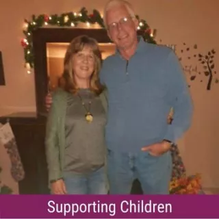 Photo of Jill and Michael Troen with the text "Supporting Children"